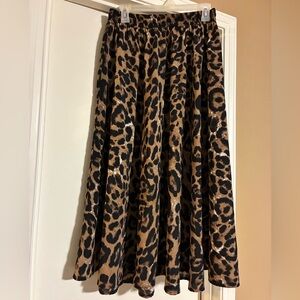 SHEIN Black and Brown Leopard A-Line Skirt